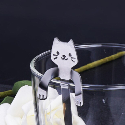 Cucharitas Plateada Gato x6unidades